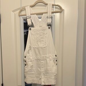 Women's White Denim Overalls